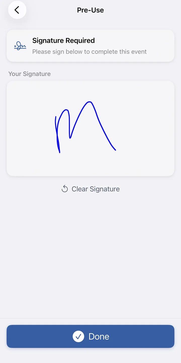 The signature screen that completes a check