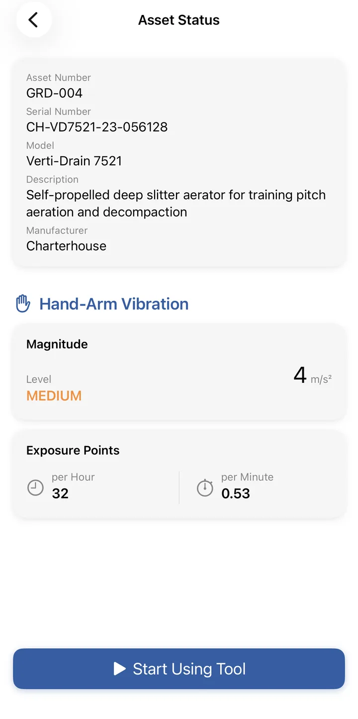 An asset's status screen after a passed check, with its available actions
